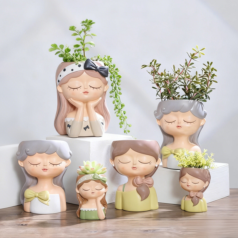 Echeveria Succulent - Cute Girl Small Plant Pot Resin