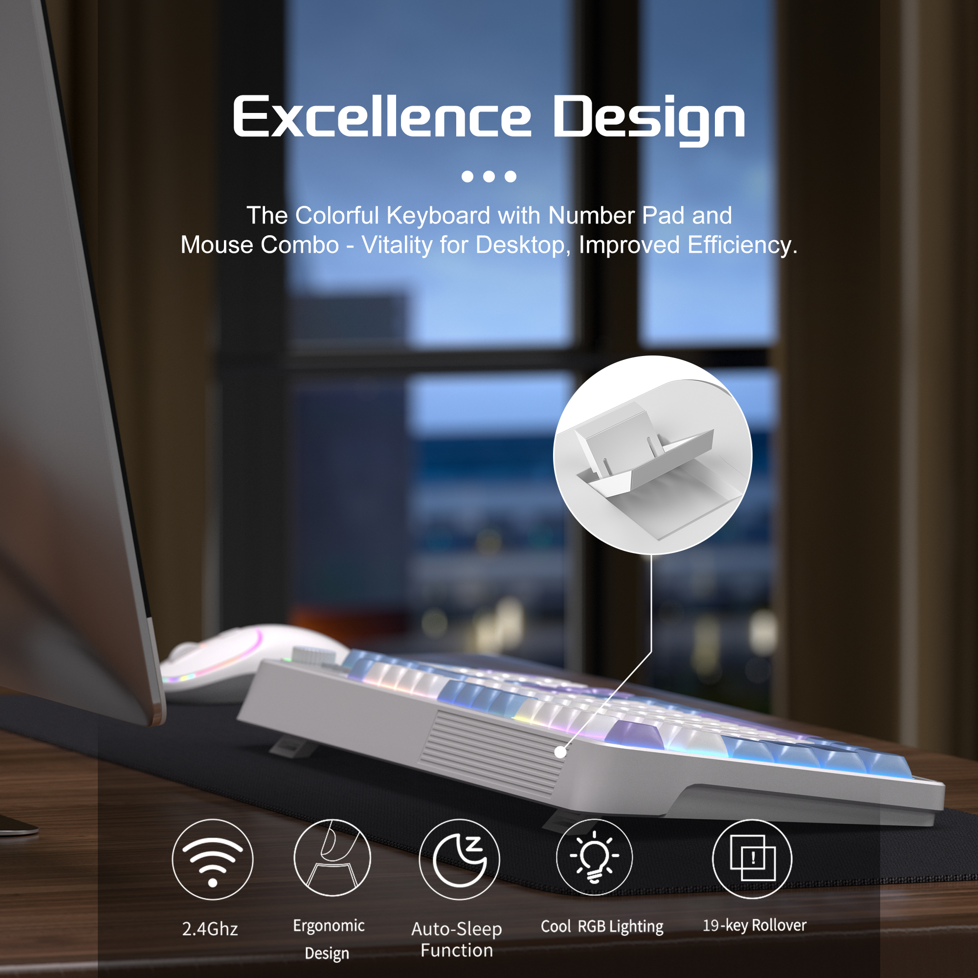 MageGee Wireless Gaming Keyboa - Tradescantia Purple incelemesi ve fiyatı