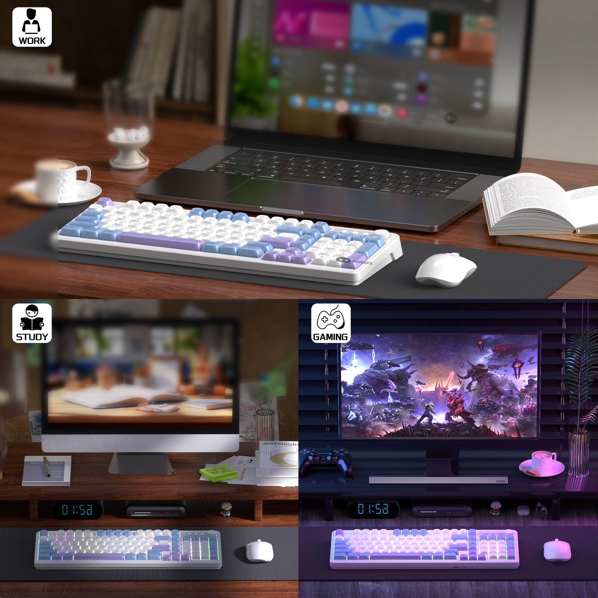 MageGee Wireless Gaming Keyboa - Tradescantia Purple incelemesi ve fiyatı