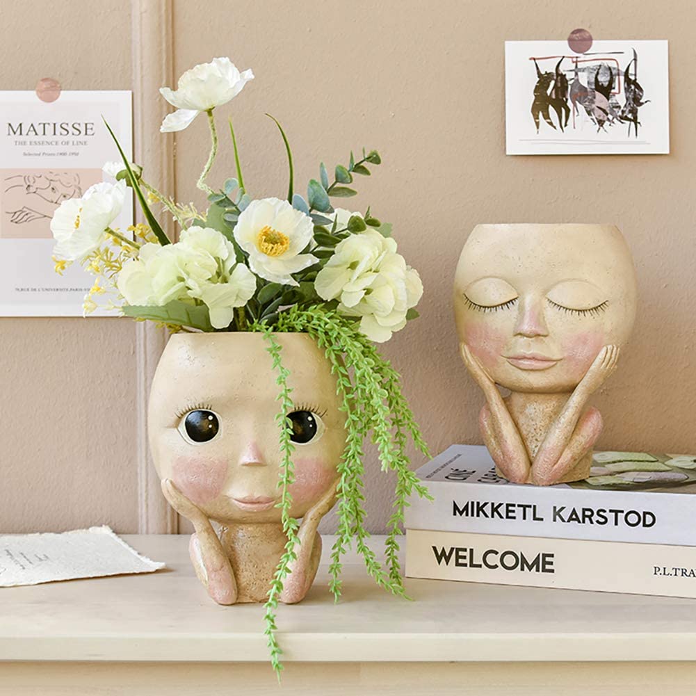 Girls Face Head Flower Planter - Echeveria Succulent incelemesi ve fiyatı